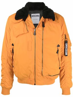 Moschino logo-keyring bomber jacket - Orange