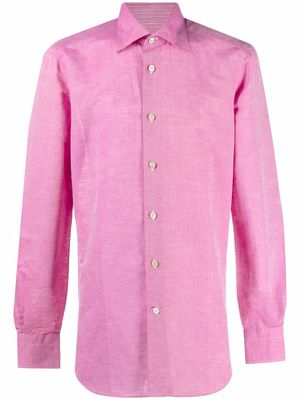 Kiton point-collar cotton-linen shirt - Pink