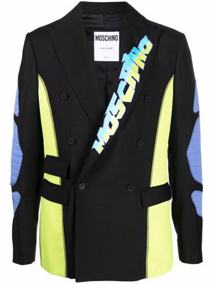 Moschino double-breasted colour-block wool blazer - Black