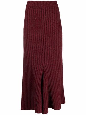 Marni ribbed knitted maxi skirt - Red