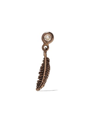 Kismet By Milka 14kt rose gold solitaire feather diamond drop earring