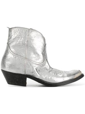 Golden Goose gold and silver metallic young leather cowboy boots