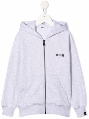 MSGM Kids logo-print cotton hoodie - Grey