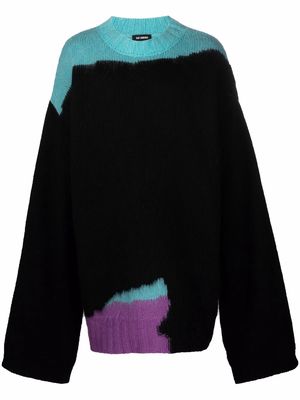Raf Simons abstract colour block oversize knitted jumper - Black