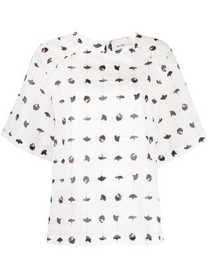 Alysi bird print blouse - White