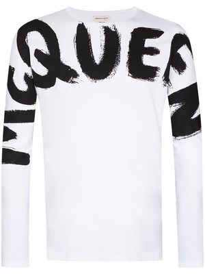 Alexander McQueen graffiti-logo long-sleeve T-shirt - White