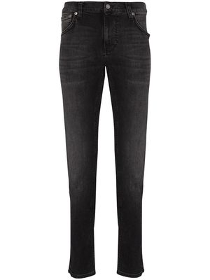 Nudie Jeans mid-rise whiskered straight-leg jeans - Black