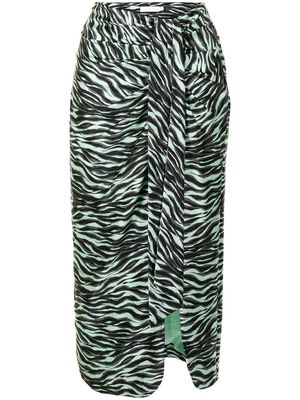 Jonathan Simkhai Karely zebra-print draped skirt - Green