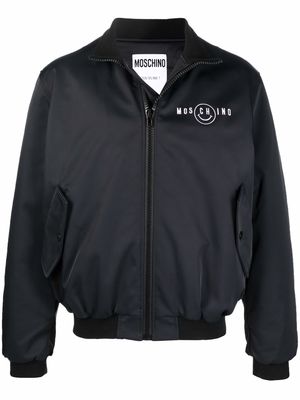 Moschino logo print bomber jacket - Black