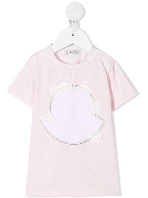 Moncler Enfant embroidered stretch-cotton T-Shirt - Pink