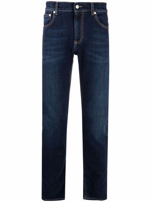 Alexander McQueen logo-embroidered skinny jeans - Blue