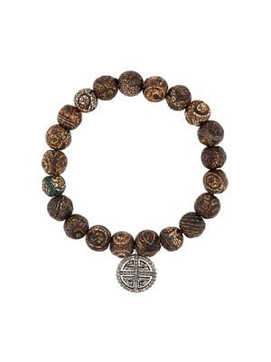 Monan beaded diamond charm bracelet - Brown