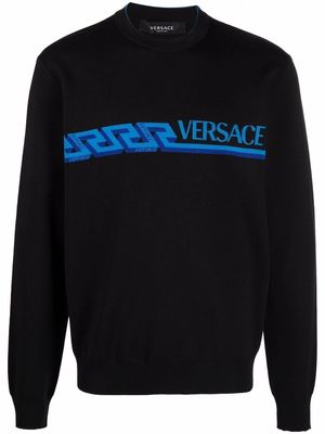 Versace Greca and logo intarsia jumper - Black