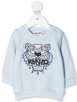 Kenzo Kids logo-embroidered cotton sweatshirt - Blue