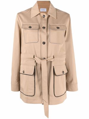 Salvatore Ferragamo pocket-detail belted jacket - Neutrals