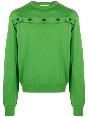 Bottega Veneta buttoned-cutout wool jumper - Green