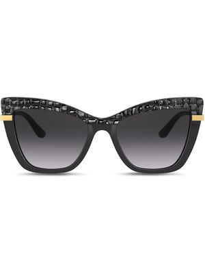 Dolce & Gabbana Eyewear crocodile effect cat-eye frame sunglasses - Black