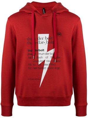 Neil Barrett Thunderbolt-print hoodie - Red