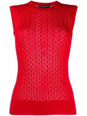 Dolce & Gabbana quilted sleeveless knitted top - Red