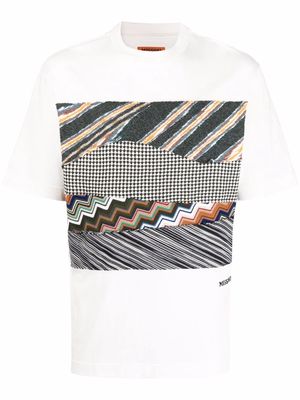 Missoni contrast pattern crew neck T-shirt - White