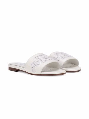 Dolce & Gabbana Kids embroidered logo leather sandals - White