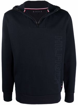 Tommy Hilfiger logo-print half-zip hoodie - Blue