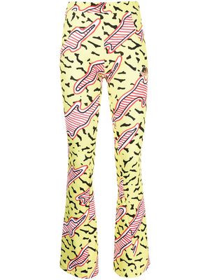 Fiorucci Memphis graphic-print flared trousers - Yellow
