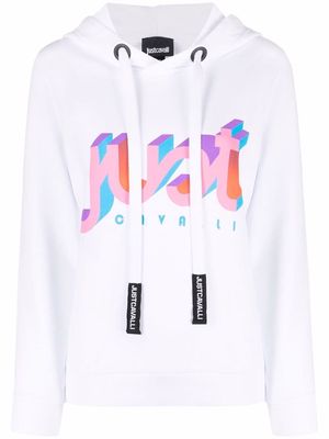 Just Cavalli logo-print pullover hoodie - White