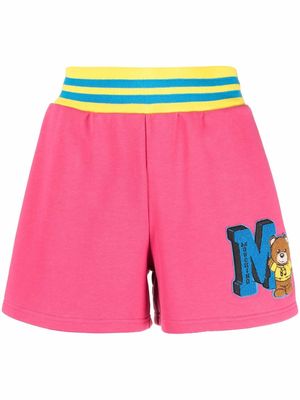 Moschino Teddy logo jersey shorts - Pink