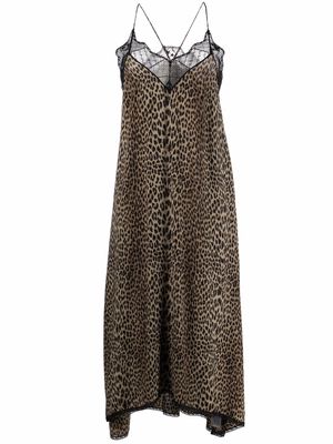 Zadig&Voltaire lace-edge leopard dress - Green