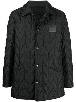 Salvatore Ferragamo quilted buttoned logo patch jacket - Black