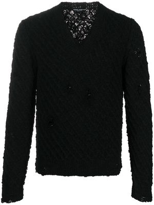 Dolce & Gabbana ripped V-neck jumper - Black