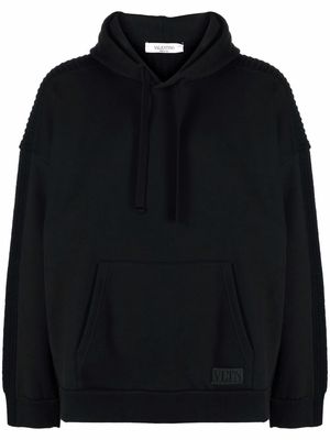 Valentino panelled knitted hoodie - Black