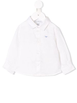Emporio Armani Kids embroidered logo shirt - White