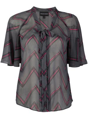Emporio Armani tie-front zigzag blouse - Grey