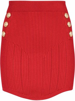 Balmain button-detail fine-knit skirt - Red