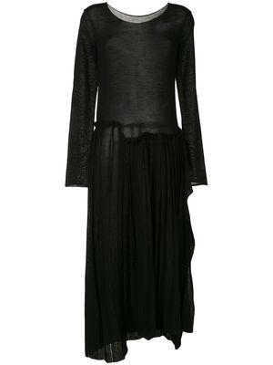 Yohji Yamamoto asymmetric pleated dress - Black