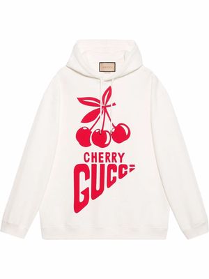 Gucci logo-print cotton hoodie - White