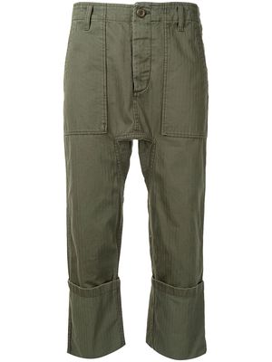 R13 cropped cotton cargo trousers - Green