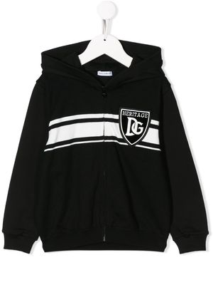 Dolce & Gabbana Kids DG badge zip-up hoodie - Black
