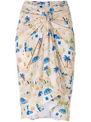 Lygia & Nanny Orixá print beach skirt - Neutrals