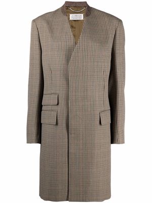 Maison Margiela checked mid-length coat - Brown