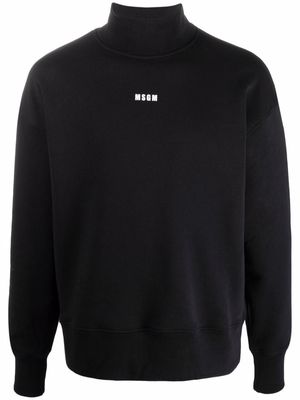 MSGM logo-print mock-neck sweatshirt - Black