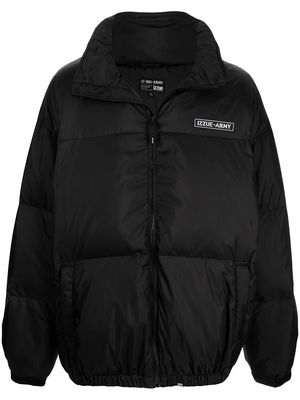 izzue hooded zip-up padded jacket - Black