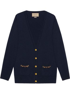 Gucci chain-trim button-front knitted cardigan - Blue