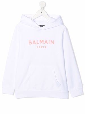 Balmain Kids logo-print hoodie - White
