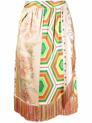 Pierre-Louis Mascia patchwork silk skirt - Neutrals