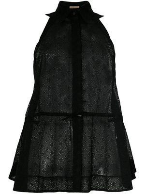 Alaïa Pre-Owned 2017 sheer drawstring sleeveless shirt - Black