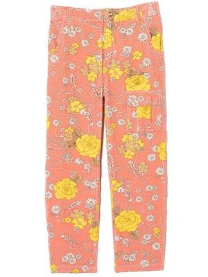 ERL KIDS floral-print corduroy trousers - Pink