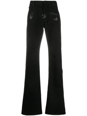 Off-White logo-print straight-leg jeans - Black
